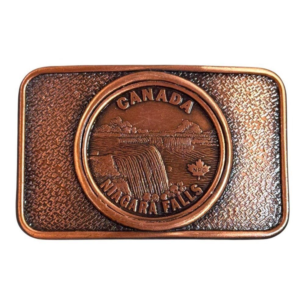 Vintage Century Canada Niagara Falls Belt Buckle Copper Color Brass Rectangle